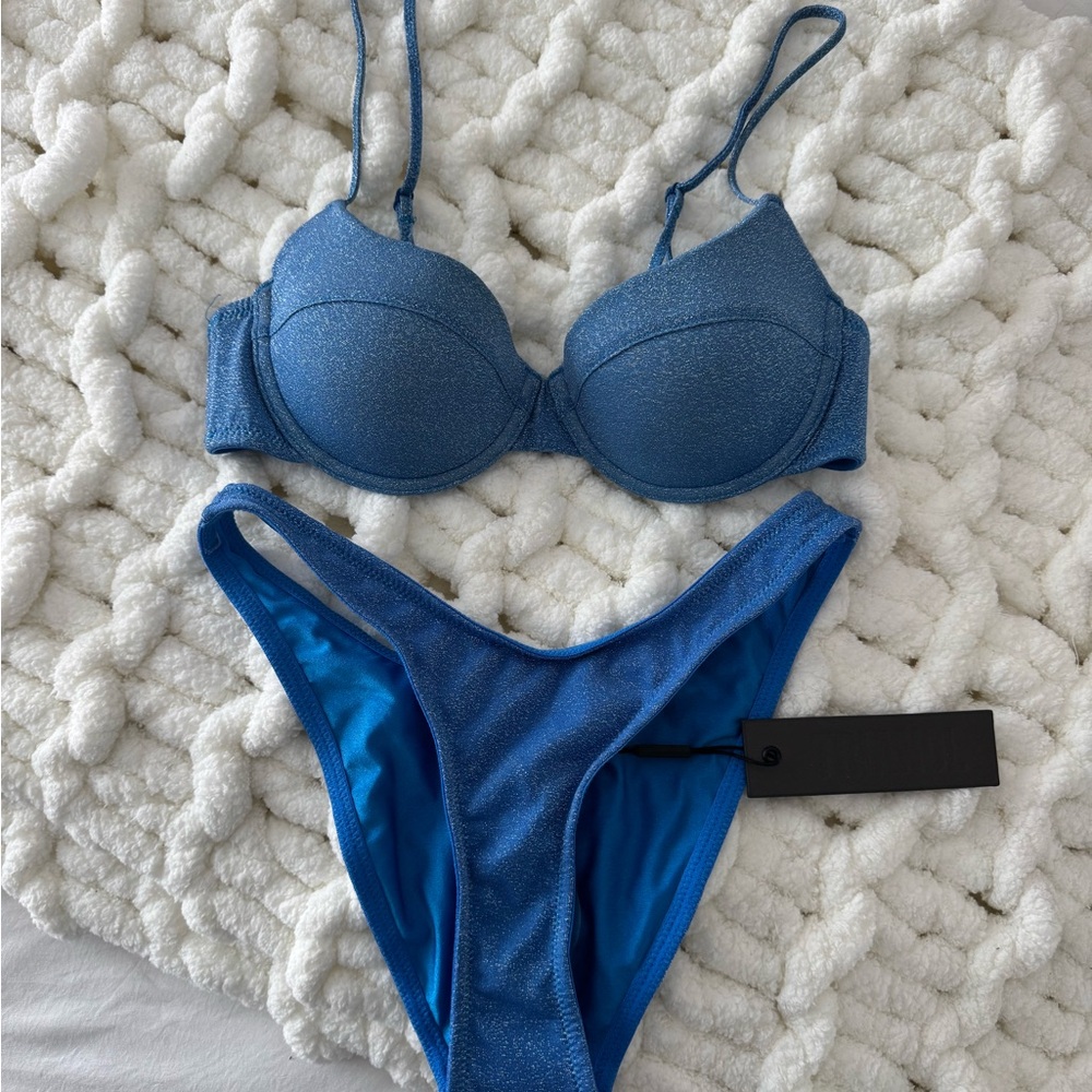 triangl blue sparkle bikini set (BOTTOMS NWT)